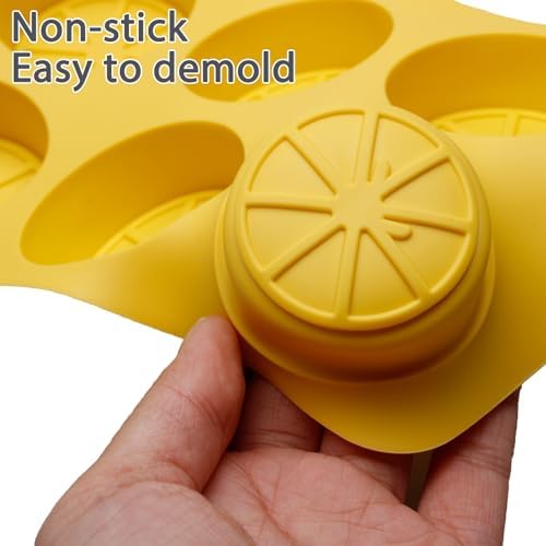 2PCS Silicone Lemon Ice Molds, 6-Cavity Fruit Lemon Shaped Chocolate Molds for Ice Cube, Candy, Jelly, Dessert, Cupcake and Cake Decoration
