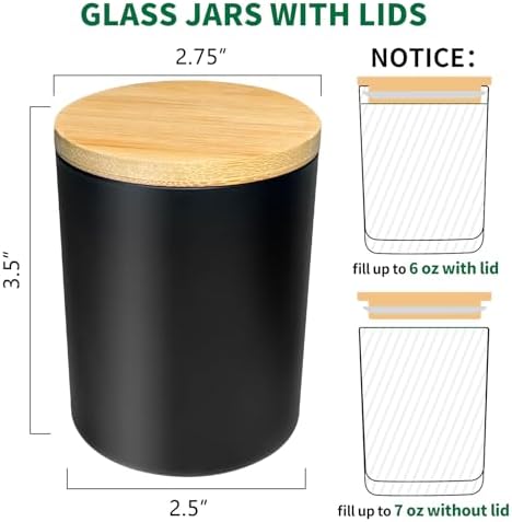SUPMIND 15P Glass Candle Jars- 7oz Matt Black Empty Candle Containers Bulk