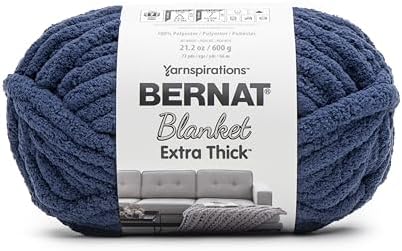 Bernat Blanket Extra Thick Chunky Yarn for Crocheting, Deep Navy