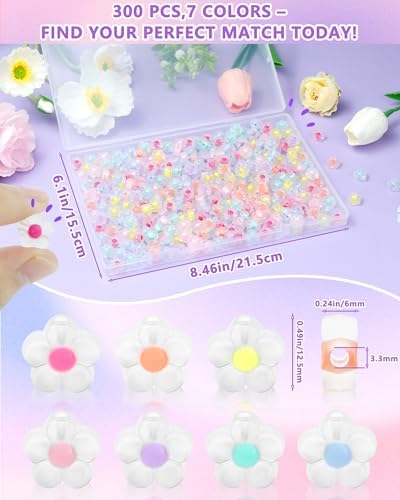 FIVEIZERO Flower Charms — 300PCS Acrylic Transparent Flower Bracelet Beads