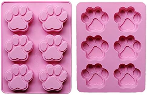 Set of Two Dog Paw Print Silicone Mold for Homemade Dog Treats for Baking Chocolate Candy, Oven Microwave Freezer Safe (Paw Print)