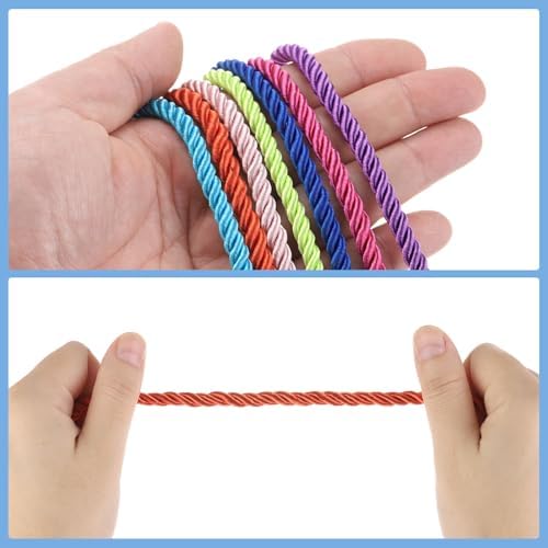 MECCANIXITY Twisted Cord Trim, 5 Yard 5mm 3-Ply Twine Braided Rope Shiny Thread String for Craft Gift Bag Curtain Christmas Decor, Claret - 5m