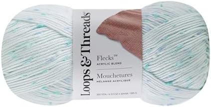 Loops & Threads Flecks Yarn - Yarn for Knitting, Crochet, Weaving, and Arts & Crafts - Blue, Acrylic Blend, 6.53 oz