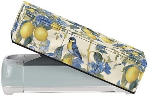 Binienty Padded Dust Cover, Lemon Bird Printed Scrapbooking Die-Cut Machines Protection Covers with Pockets Craft Tool Organizer, Ideal Gifts for Housewife Women Mom