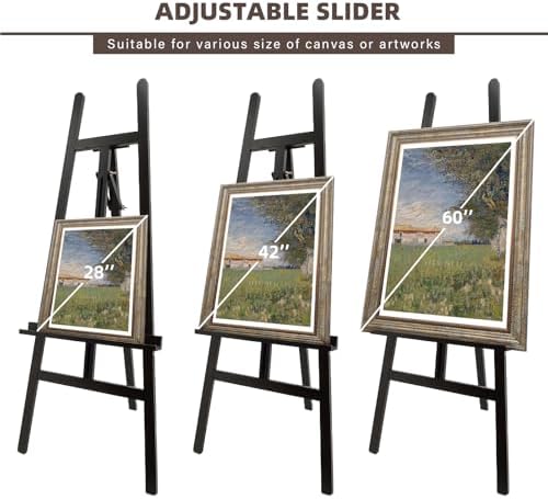 Large Black Wooden Easel Stand for Sign, A-Frame Painting Easel