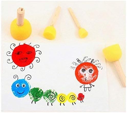 WAFJAMF 40 Pcs Round Sponges Brush Set 4 Sizes DIY Painting Tools Yellow