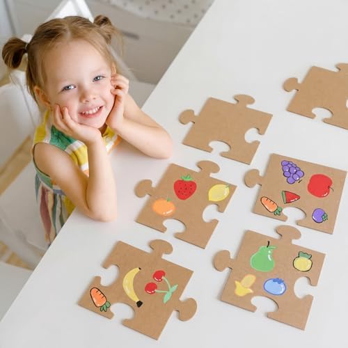 30 Pcs Blank Puzzle Pieces Kraft 8 x 9 Inch DIY Kids Adults