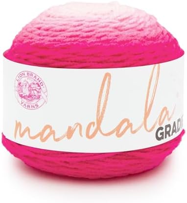 Lion Brand Yarn, Mandala Gradient Variegated Yarn, Hot Pink, 1 Pack