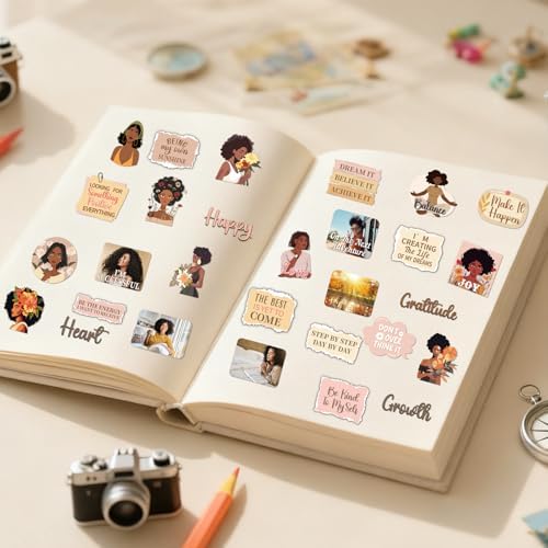 Vision Board Supplies Scrapbook - 50 Pcs Black Girl Travel Stickers