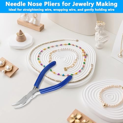 Bent Nose Pliers，Bent Chain-Nose for Crafting and Repair
