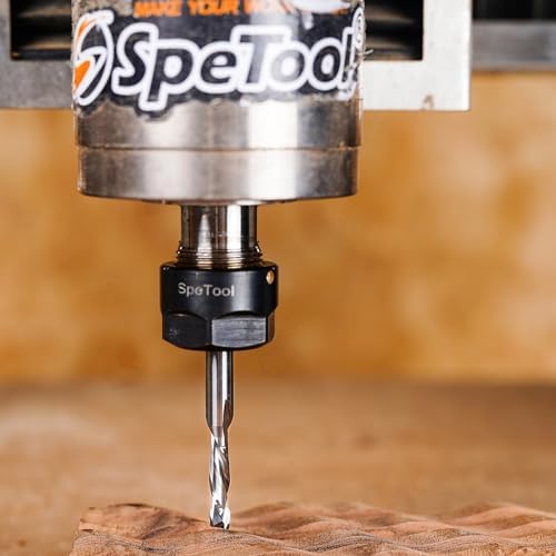 SpeTool Compression Router Bits 1/4 inch Shank 1/4" Cutting Diameter ,Carbide UP Down CNC Router Bits Set Wood Router End Mills Carving Slotting Edge Cutting