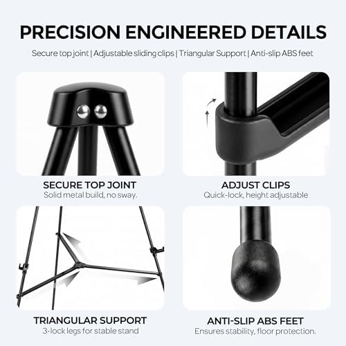 Nicpro 3 Pack 63 Inches Easel Stand for Sign, Black, with Carry Bags | Lightweight Metal Poster Stand, Adjustable Portable Foldable Easels for Display, Signs, Posters, Painting, Wedding Signs