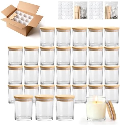 36-Pack 7oz Glass Candle Jars for Making Candles Bulk- Clear