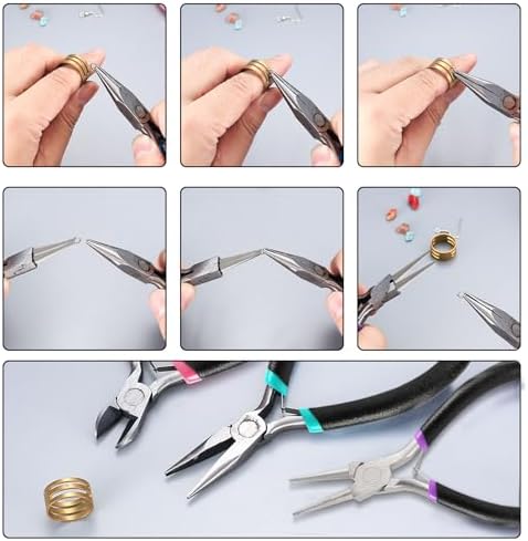 3Pcs Jewelry Making Tools Pliers Kit,Needle Nose/Round Nose Pliers/Diagonal