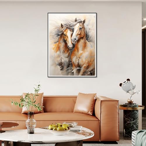 Stalente Diamond Painting Kits for Adults, Horse Round Full Drill Diamond Art Kits, 5D DIY Paint with Diamonds Crafts for Home Wall Decoration Gifts 12×16Inch