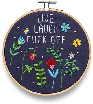 FUNATIC Live Laugh F Off Funny Embroidery Kit for Adults