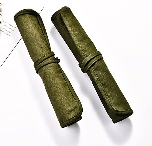 Funny live Paint Brush Holder Art Supplies, Artist Brush Holder & Storage Organizer Roll-Up Case Bag, Protect Acrylic Oil Watercolor Paintbrushes (Green 22 Slot Pockets)