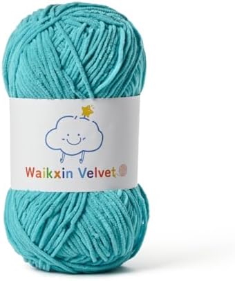 Fluffy Chenille Yarn for Crocheting，Baby Yarn for Crocheting Soft，50g/1.76oz Velvet Amigurumi Yarn ，Fingering Weight Yarns for Crocheting Baby Blankets、DIY Craft.(Lake Blue)