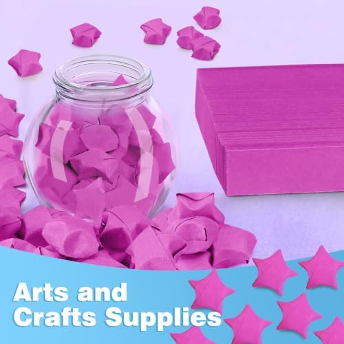 FoDau770 Solid Color Star Paper Strips - 360 Sheet, Rose Red