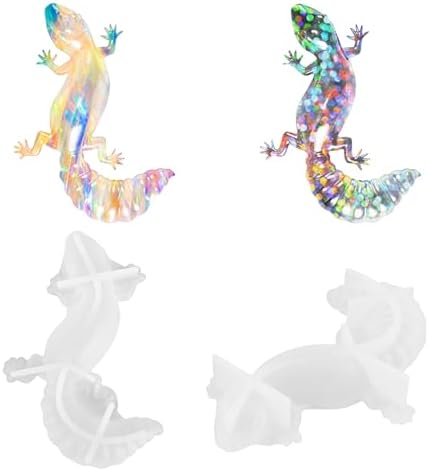 2 Pack Animal Silicone Molds, Lizard Resin Molds with Realistic Lizard Shapes, 3D Lifelike Silicone Molds for Resin Casting, DIY Crafts Halloween Home Wall Desktop Decor (Lizard)