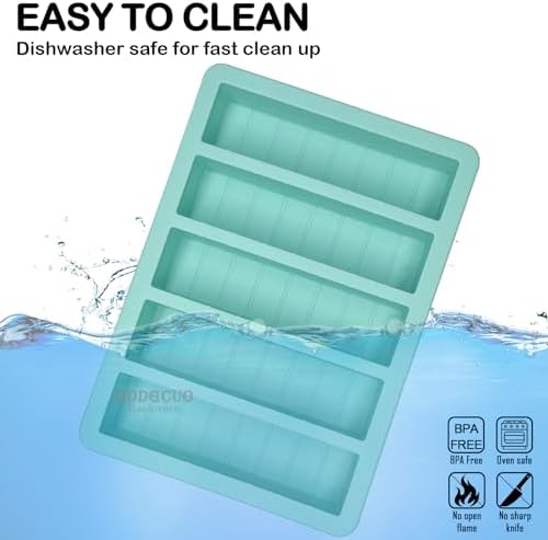 Silicone Butter Molds with Lid, Non-Stick Butter Tray with Butter Knife and Spatula, Reinforced Steel Frame Inside, Perfect for Making 5 Standard 8 Tbsp Butter Sticks, Energy Bar, 2 Pcs