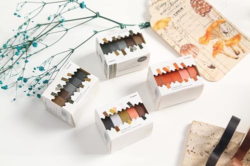 Solid Color Washi Tape Set - 5 Rolls Gradient Rainbow Adhesive Tapes Pastel Arts Decorative Masking Tape Sets for Craft, Kids, Scrapbook, DIY, Gift Wrapping (6-Terra Clay)
