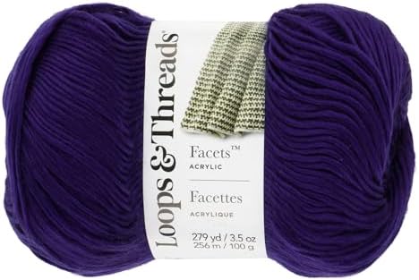 Loops & Threads Facets Yarn - Yarn for Knitting, Crochet, Weaving, and Arts & Crafts - Blue, Acrylic, 3.5 oz