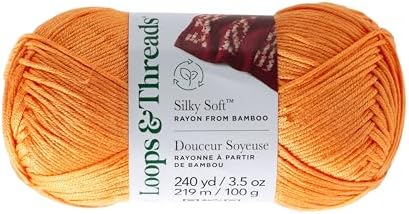Loops & Threads Silky Soft Yarn - Yarn for Knitting, Crochet, Weaving, and Arts & Crafts - White, Bamboo, 3.5 oz