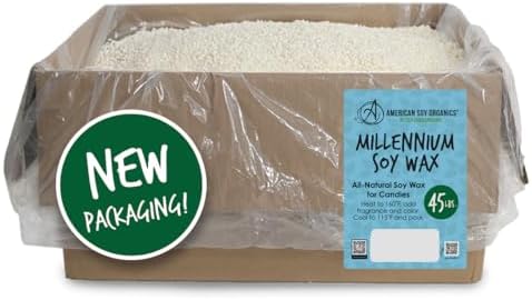 American Soy Organics Millennium Wax Beads for DIY Candle Making, 45 lbs
