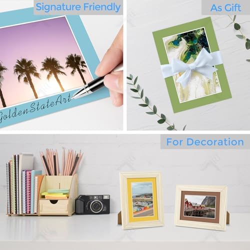 Golden State Art 50 Pack Mixed Color Picture Mats 5x7 for 4x6 Mats Only