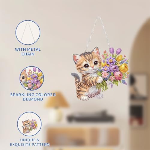 AIBOERL Diamond Art Kits for Adults, Cat Acrylic Hanging Suncatcher