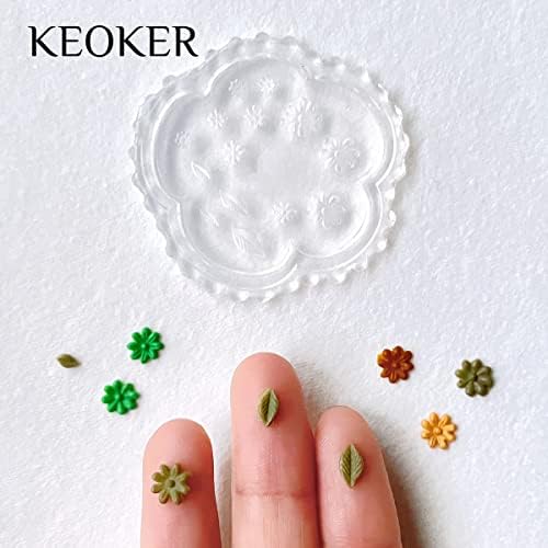 KEOKER Polymer Clay Molds - 4 Pcs Flower & Leaf Molds for Jewelry Making, Daisy Miniature Clay Molds for Earrings Decoration (Mini Flower & Leaf)