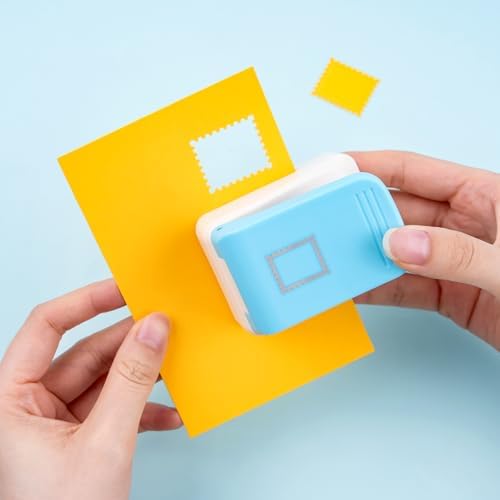 2 Pcs Stamp Punches, Postage Stamp Punch, 1X0.8 inch & 1.1X0.9 inch Embossing Stamps Hole Punch, Portable Lever Paper Puncher, Crafts Punches for Scrapbooking Paper Crafting DIY Projects