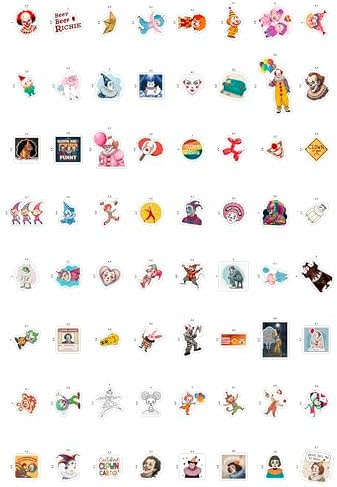 100Pcs Clown Stickers for Water Bottle and Laptop - Clown Party Favors, Supplies & Decorations, Waterproof Vinyl Decals, Scary Circus and Fun Stickers, Gifts for Women & Men