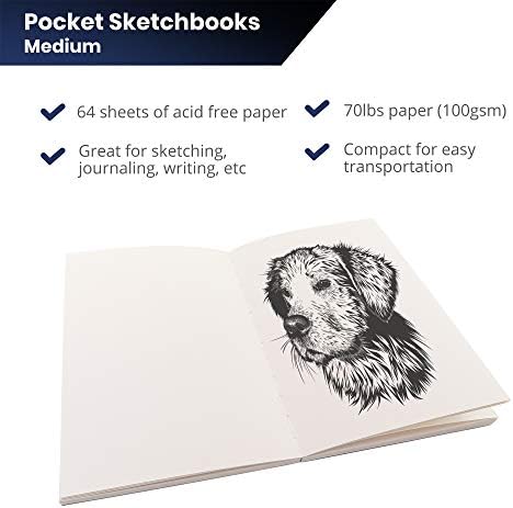 LayFlat Sketchbook - 5.5 x 8.25 Inches - Black Blank Note Book, 64 Sheets, Thick 100gsm Paper…