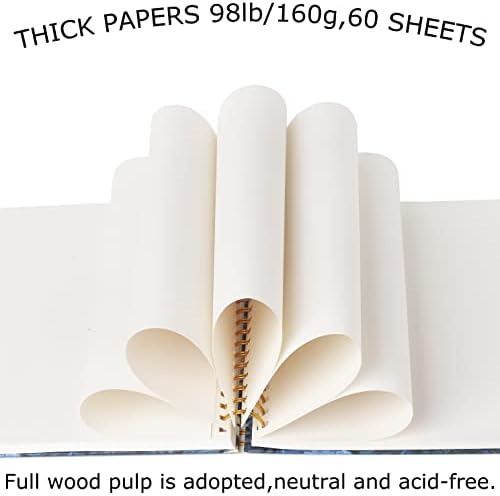 Starry Night Aesthetic Art Mix Media Sketchbook,98lb/160gsm Acid Free Thick Paper Drawing Sketching,1 Pack of A4 Blank Spiral Bound Journal Notebook, Sketch Pad Book for Student and Adult
