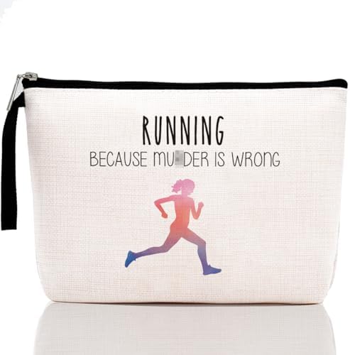 Running Lover Gifts Running Gifts for Women Her Girl Runner Makeup Bag Cosmetic Pouch Cross Country Funny Unique Humor Novelty Sarcasm Travel Makeup Bag for Runners Teens Zipper Toiletry Bag Organizer
