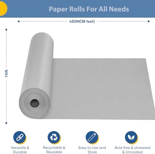 Light Grey Wrapping Paper, 15"x450" Solid Color Art Craft Decorative Paper