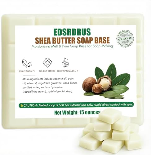 15 Ounces Glycerin Soap Base - Scented Melt and Pour Soap Base for DIY Crafting, Easy to Cut, Vegan and Natural, Moisturizing and Gentle on Skin, Perfect for Soap Making Supplies (Shea Butter)