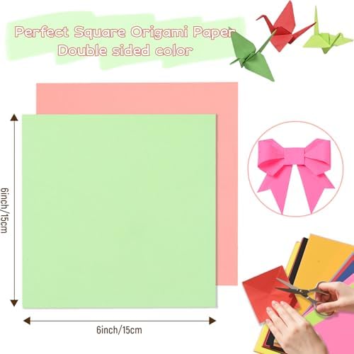 300 Sheets Origami Paper 25 Color Double Sided Origami Paper 6x6 | 6" Square Oragami Paper Easy to Fold, tear-resistant, Holds Crisp Creases, Crafts for Handmade Projects Great