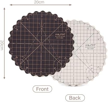 WUTA Circle Cutting Mat 8-inch Round Self Healing Mat Quilting Double-Sided Color for Cutting,Quilting, Sewing, Dressmaking & Crafts
