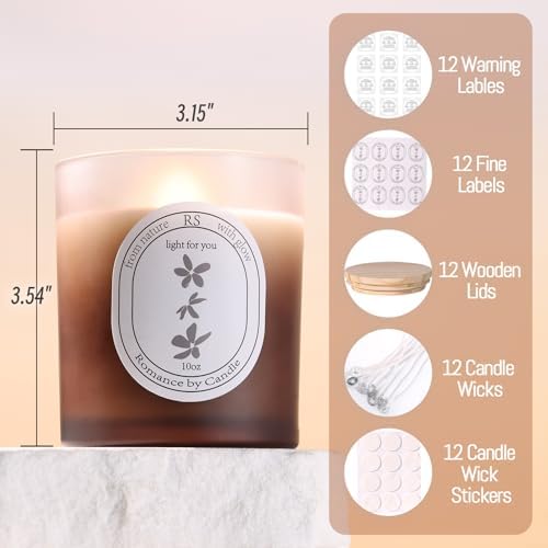 REISEN 12 Pcs 10oz Gradient Amber Candle Jars for Candle Making Kit