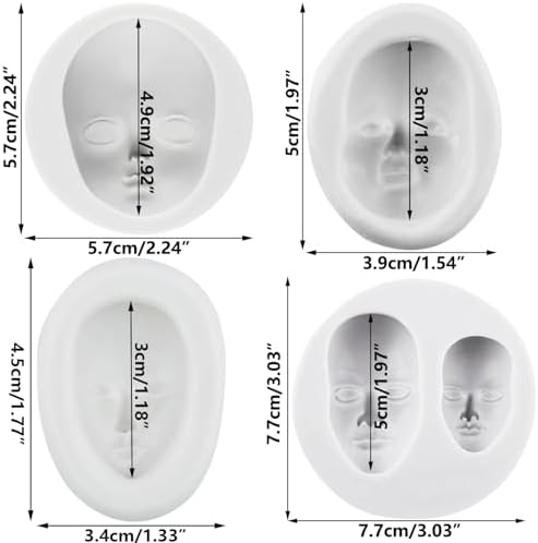 Human Face Silicone Molds Baby Face Polymer Clay Mold Set of 4