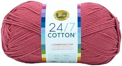 Lion Brand Yarn, 24/7 Cotton Yarn, Terracotta, Pink, 1 Pack