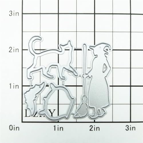 Halloween Witch Cat Bat Metal Cutting Dies for Card Making