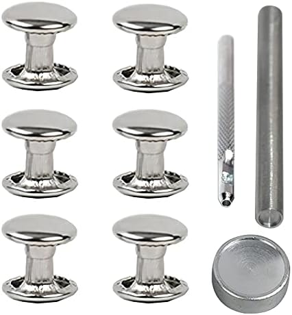 200sets Stainless Steel Leather Rivets with Tools Kits Double Cap Rivet Tubular Metal Studs Repairs Decoration Craft Accessories for Leather Craft Clothes Shoes Bags Belts (6mm Silver with Tools)