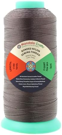 Mandala Crafts Size 92 280D T90 Taupe Bonded Nylon Thread, 1100 YDs