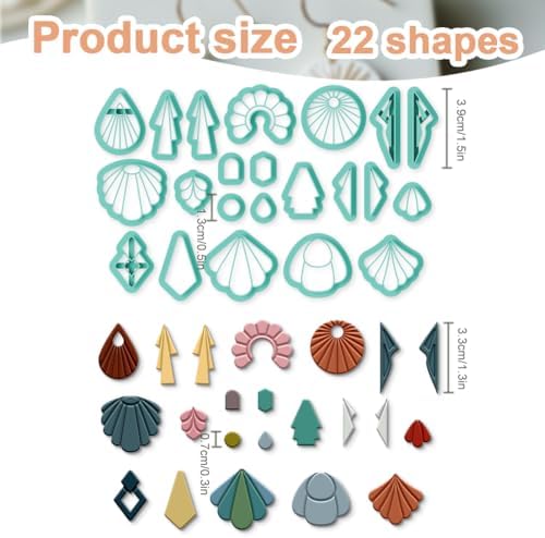 22Pcs Geometry Polymer Clay Cutters Boho Clay Earrings Cutters