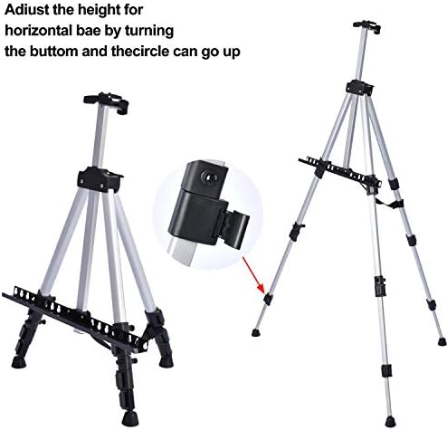 Portable Artist Easel Stand - Adjustable Height Painting Easel with Bag - Table Top Art Drawing Easels for Painting Canvas, Wedding Signs & Tabletop Easels for Display - Metal Tripod - 17x66 inches