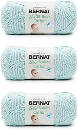 Bernat Softee Baby Cotton Yarn for Crocheting Soft, Aqua Mist, 3-Pack